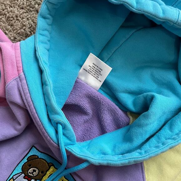 Teddy Fresh X SpongeBob SquarePants sweatshirt colorblock hoodie sz L - Picture 9 of 13